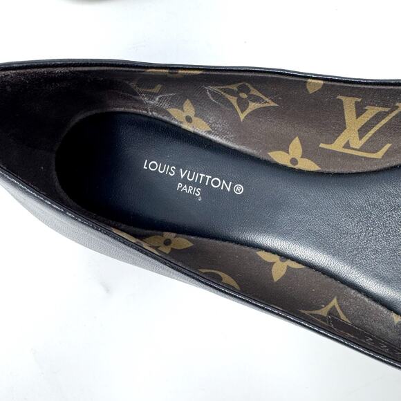 LOUIS VUITTON Popi Brown Leather Ballet Flats with Monogram Bow Size 36 US 6 - Picture 6 of 12